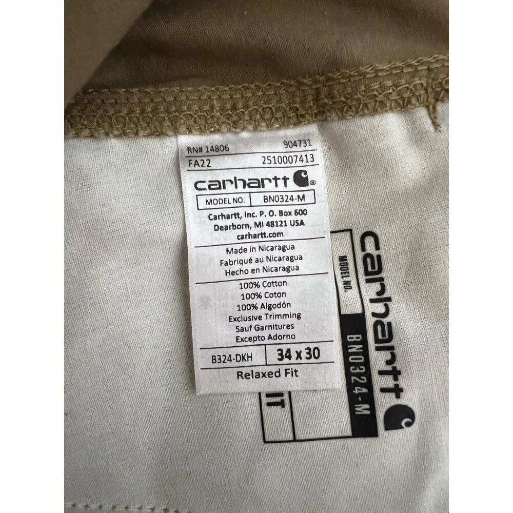 Carhartt Mens Relaxed Fit Twill Utility Work Pants 34x30 Durable Cotton Khaki Wi